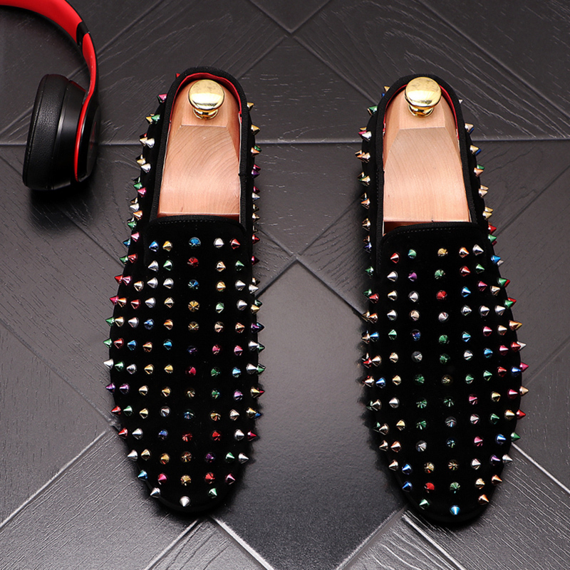 of Luxury Men Fashion Punk Nightclub Dressed Cow Leather Sliding in Rivets Shoes Daok, Black
of Luxury Men Fashion Punk Nightclub Dressed Cow Leather Sliding in Rivets Shoes Daok, Black