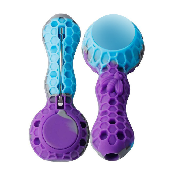 Honeybee Silicone pipe glass water pipe with bright metal color with metal pot can be customized smoking accessiories
Honeybee Silicone pipe glass water pipe with bright metal color with metal pot can be customized smoking accessiories