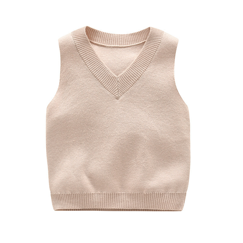 Winter New Kids Sweater Knitted Vests For Girls V-neck Fleece Vest Boy Casual Sleeveless Vest Sweater 201127