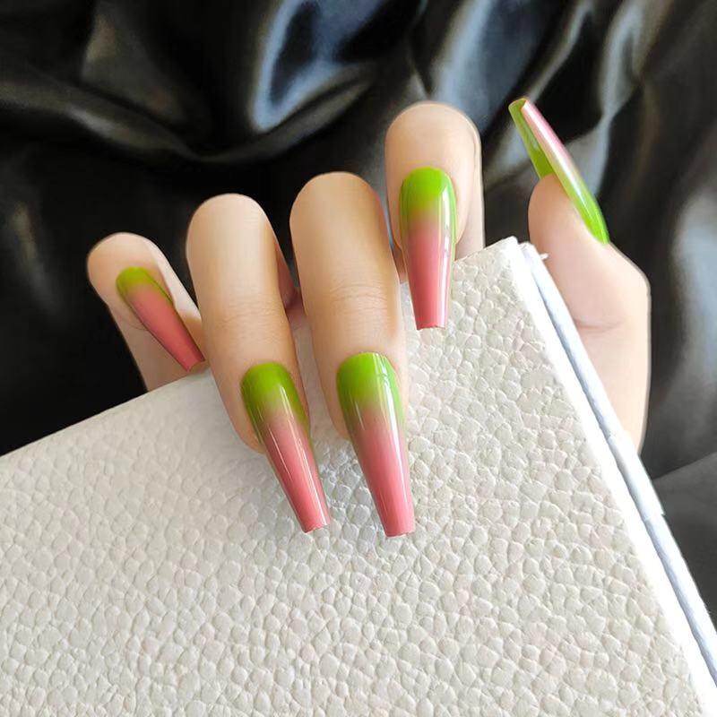 24pcs Long Ballerina Fake Nails Extra Stunning false nails Ombre Coffin Acrylic Full Nail Tips Faux Ongles Apple Green Pink, As pic
24pcs Long Ballerina Fake Nails Extra Stunning false nails Ombre Coffin Acrylic Full Nail Tips Faux Ongles Apple Green Pink, As pic