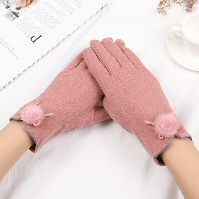 

1Pair Women Gloves Autumn Winter Furry Warm Mitts Full Finger Mittens Touch Screen Outdoor Sport Driving Skiing Gloves Dropship