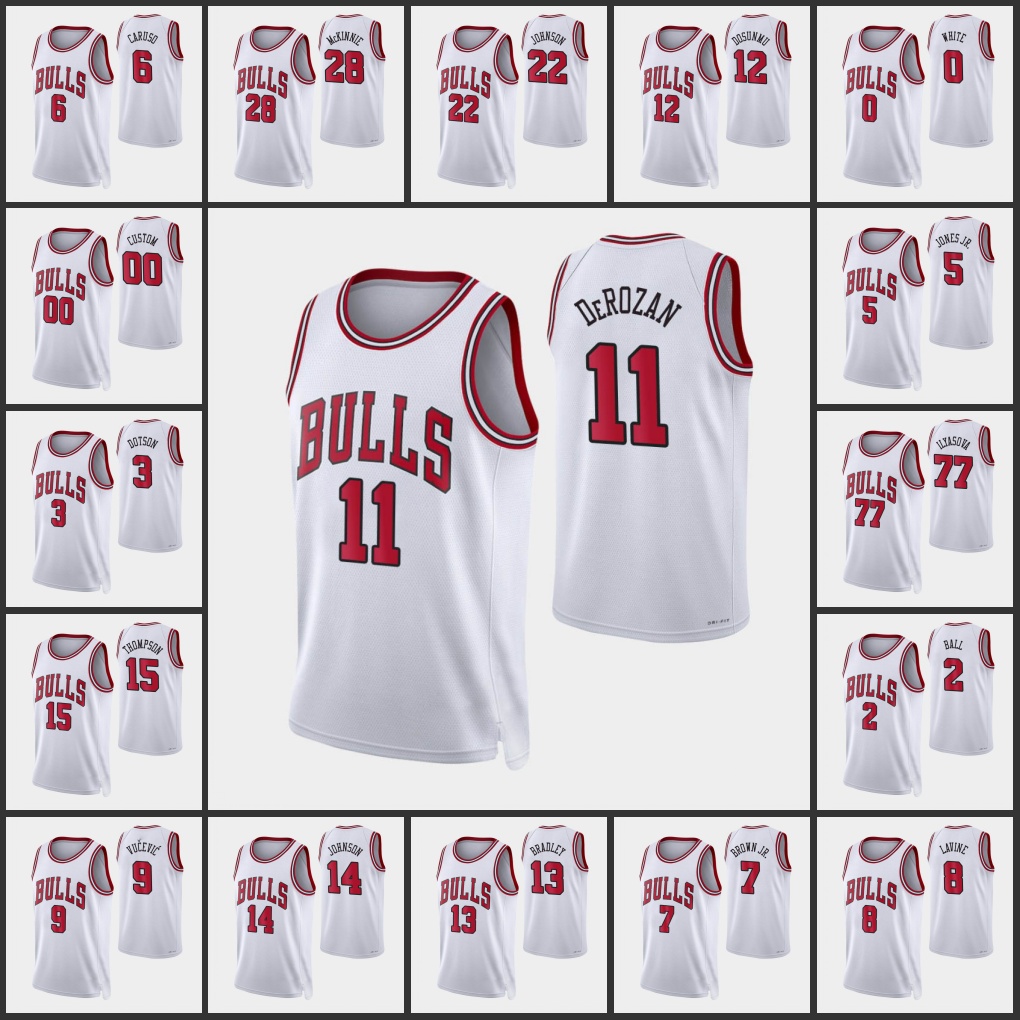 Men Chicago Bulls''DeMar DeRozan Alex Caruso Nikola Vucevic Ayo Dosunmu Troy Brown Jr. 75th Anniversary Diamond Custom White Jersey, Black
Men Chicago Bulls''DeMar DeRozan Alex Caruso Nikola Vucevic Ayo Dosunmu Troy Brown Jr. 75th Anniversary Diamond Custom White Jersey, Black