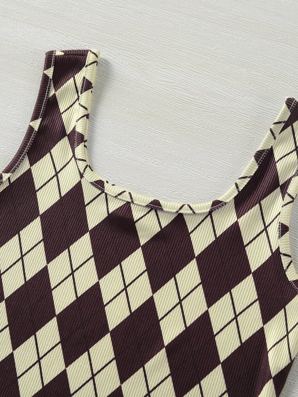 Girls Argyle Print Tank Dress SHE