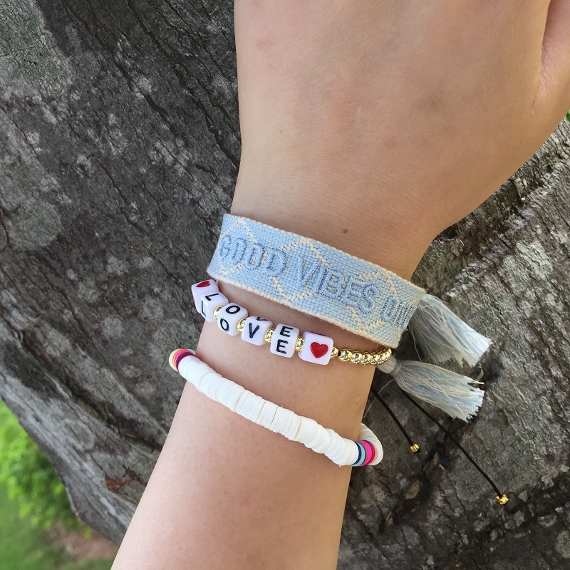 Fashion Fabric Bracelet for Camping and Vocation Washable Tassel Friendship Cotton Bracelets Saying Good Vibes Only Y1119, Black
Fashion Fabric Bracelet for Camping and Vocation Washable Tassel Friendship Cotton Bracelets Saying Good Vibes Only Y1119, Black