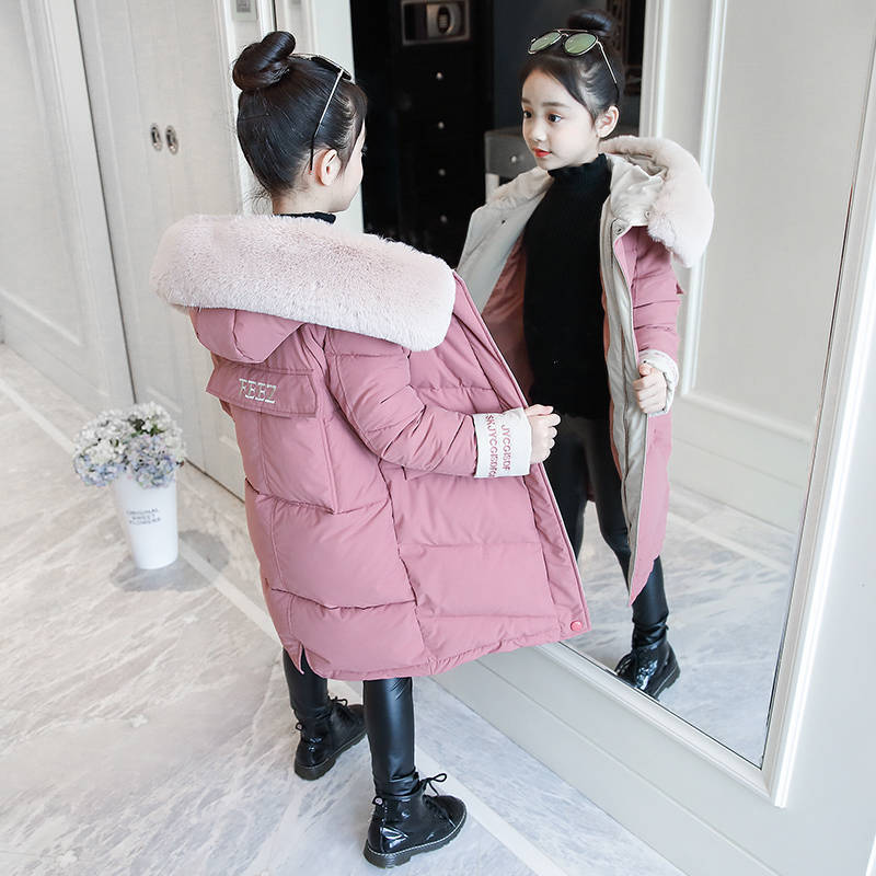winter children's coat Girls Korean version the long section of cotton clothing LJ201128
