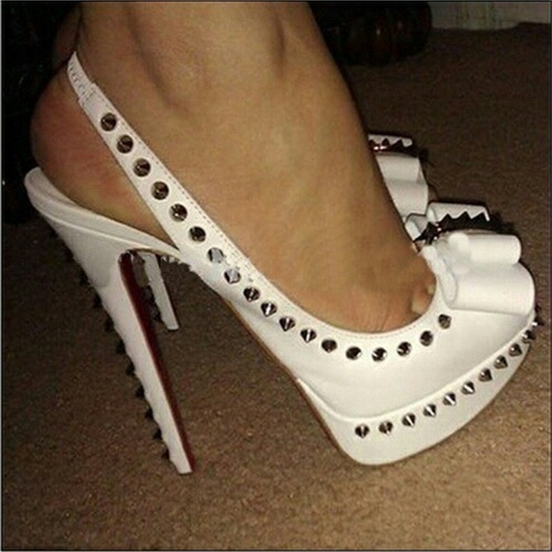 Rivets Summer Sexy Nail Platform Bowling Shoes High Heels 6rl5, Bright white leather
Rivets Summer Sexy Nail Platform Bowling Shoes High Heels 6rl5, Bright white leather
