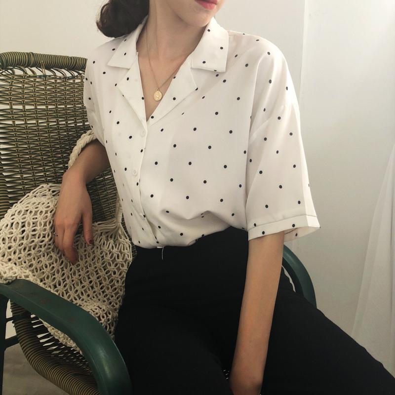 Women Chiffon Shirt Short Sleeve Offfice Lady 2021 Summer New Fashion Casual Loose Shirts Female Polka Dot Blouse Tops, Black
Women Chiffon Shirt Short Sleeve Offfice Lady 2021 Summer New Fashion Casual Loose Shirts Female Polka Dot Blouse Tops, Black