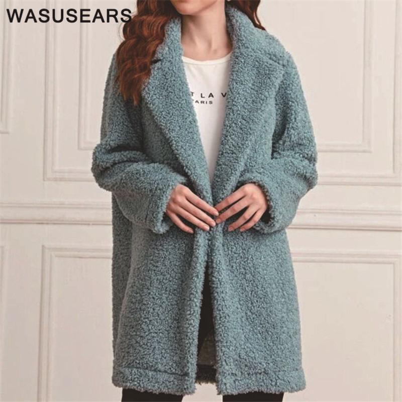 Long faux fur coat winter women solid color turn down collar lamb fur jacket button up oversized streetwear female 2020 chic, Blue
Long faux fur coat winter women solid color turn down collar lamb fur jacket button up oversized streetwear female 2020 chic, Blue