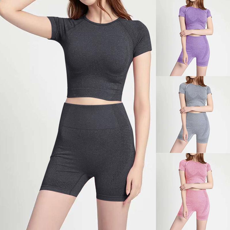 Women Short Sleeve Yoga Set 2 Piece Vital Seamless Sport Suit Gym Clothes Fitness Crop Top Shirt High Waist Shorts Sportswear, Army green
Women Short Sleeve Yoga Set 2 Piece Vital Seamless Sport Suit Gym Clothes Fitness Crop Top Shirt High Waist Shorts Sportswear, Army green