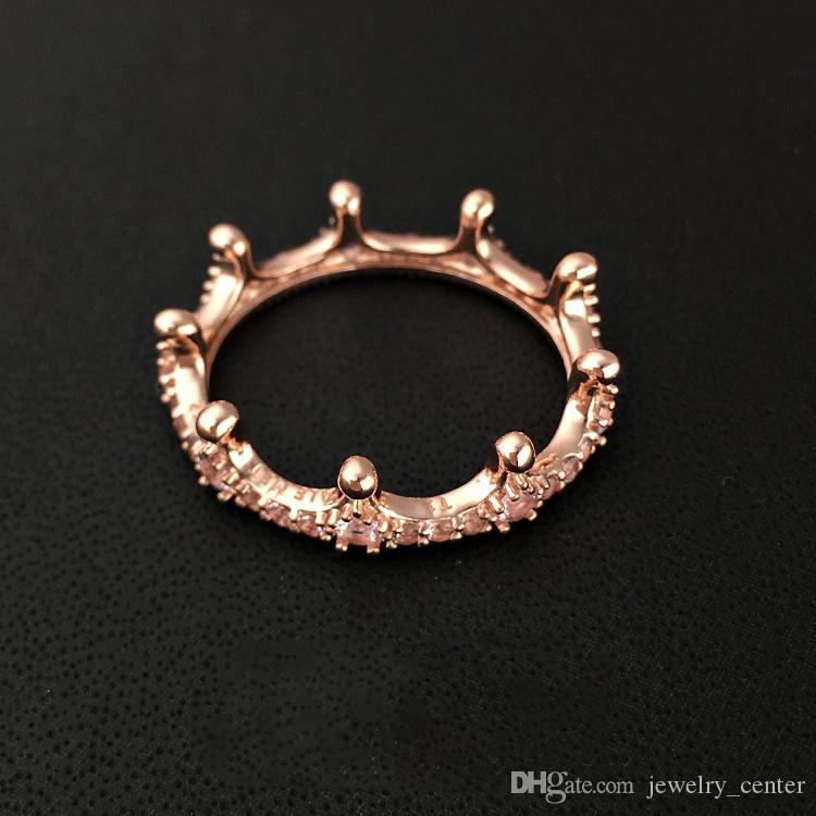 Brand New 18K Rose Gold plated Crown Ring with CZ Diamond Original Gift box for Pandora 925 Sterling Silver Jewelry Engagement wedding Lovers couple Rings for Women
Brand New 18K Rose Gold plated Crown Ring with CZ Diamond Original Gift box for Pandora 925 Sterling Silver Jewelry Engagement wedding Lovers couple Rings for Women