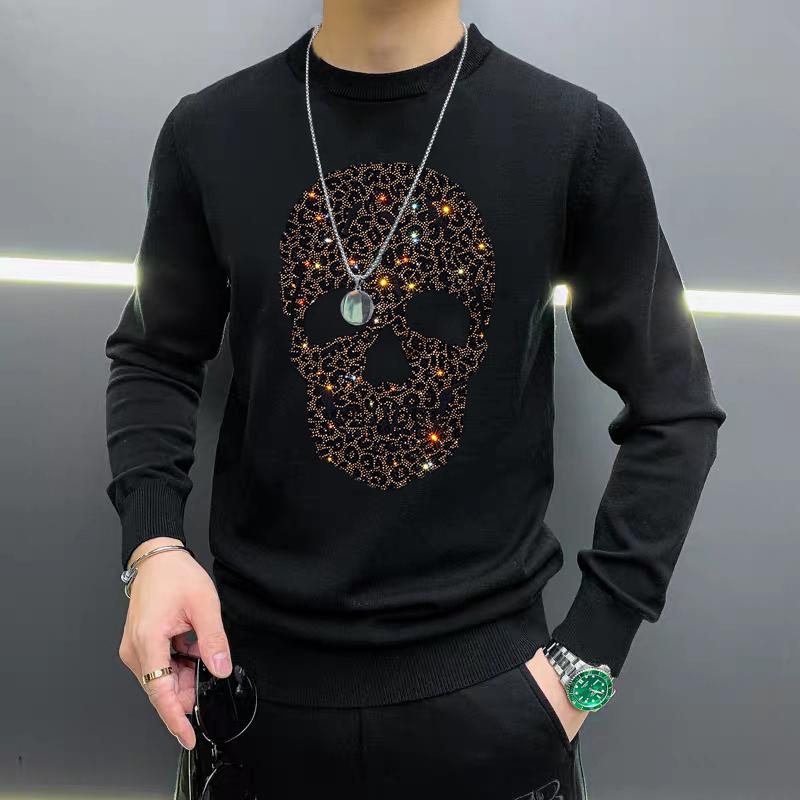 2021 Winter New Casual Pullover Round Neck Hot Drill Skull Men's Sweater Pattern Long-Sleeved Top, As shown asian size
2021 Winter New Casual Pullover Round Neck Hot Drill Skull Men's Sweater Pattern Long-Sleeved Top, As shown asian size