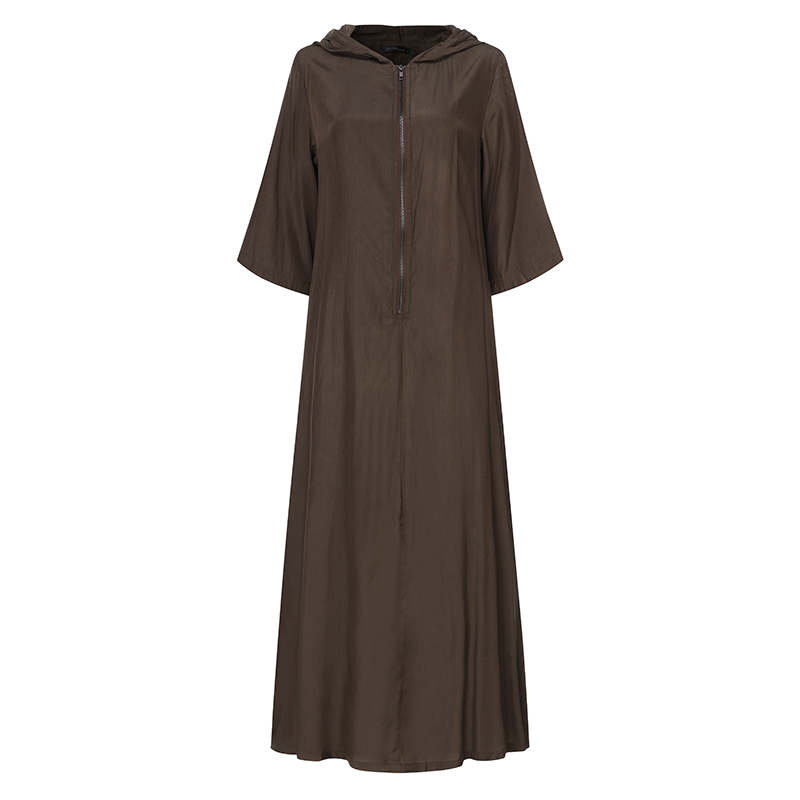ZANZEA Autumn Hooded Dress Women's Sundress Plus Size Punk Casual Zipper Long Vestidos Female Long Sleeve Tunic Robe Femme T200521
