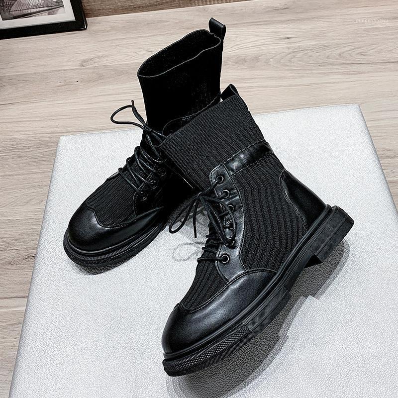 2020 Women's Black Socks Boots Winter New Lace Up Ankle Boots For Women Round Head Warm Plush Rubber Fashion Ladies Short1
2020 Women's Black Socks Boots Winter New Lace Up Ankle Boots For Women Round Head Warm Plush Rubber Fashion Ladies Short1