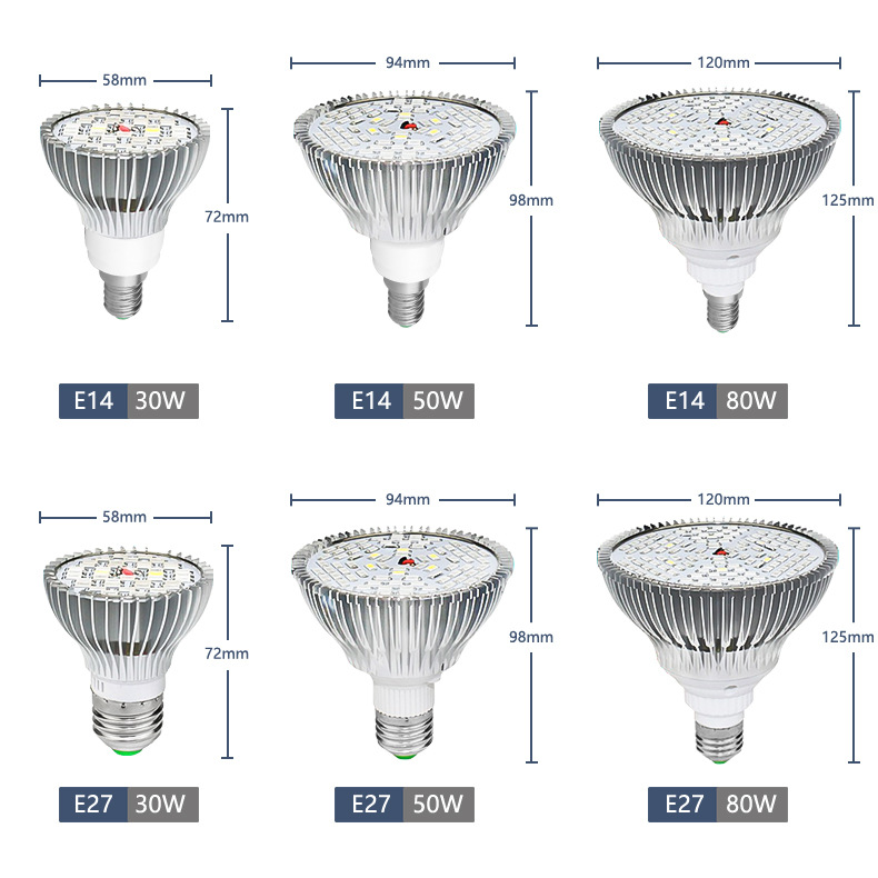 Discount LED Grow Light Full Spectrum 30W/50W/80W E27 LED Growing Bulb for Indoor Hydroponics Flowers Plants LED Growth Lamp Fast delivery