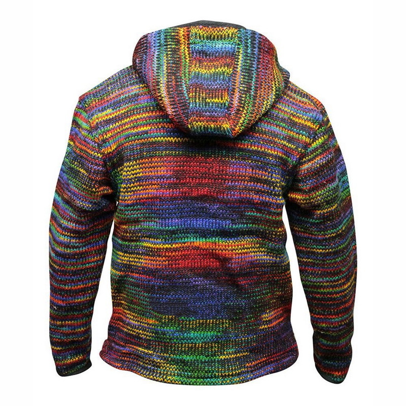 HEFLASHOR Autumn Men Hooded Wool Cardigan Sweater Jumper Retro Men Patchwork Knit Outwear Coat Striped Sweater With Pocket 201104Z