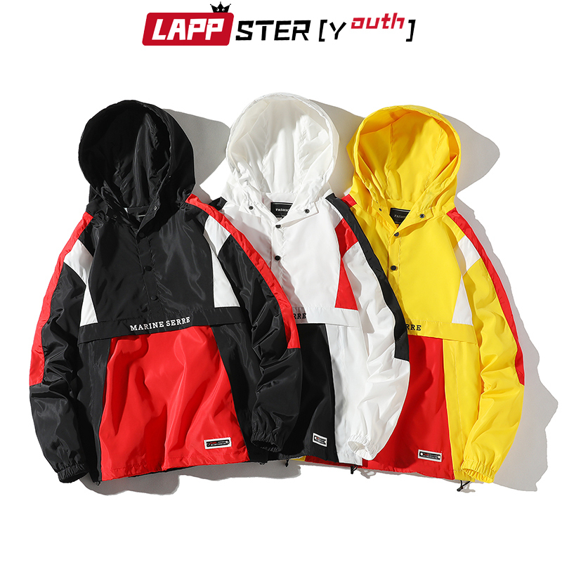 LAPPSTER-Youth Men Harajuku Patchwork Jackets Coats Japanese Streetwear Vintage Windbreaker Korean Hooded Bomber Jackets 201119
