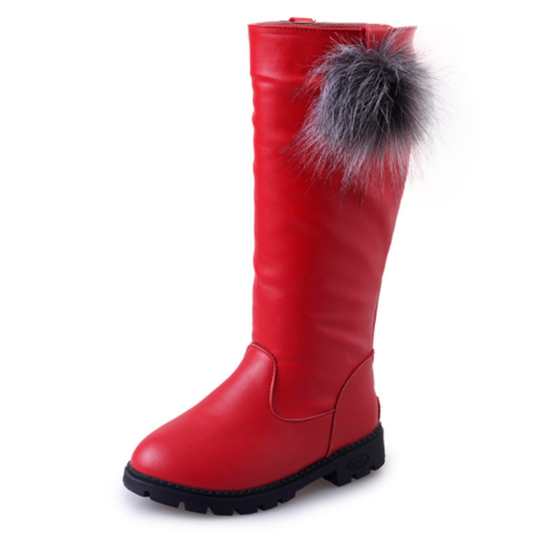 Girls Snow Boots PU Leather Solid Children Shoes Fashion Zipper Knee-high Kids Boots For Girls kids winter boots Size 26-37 LJ200911