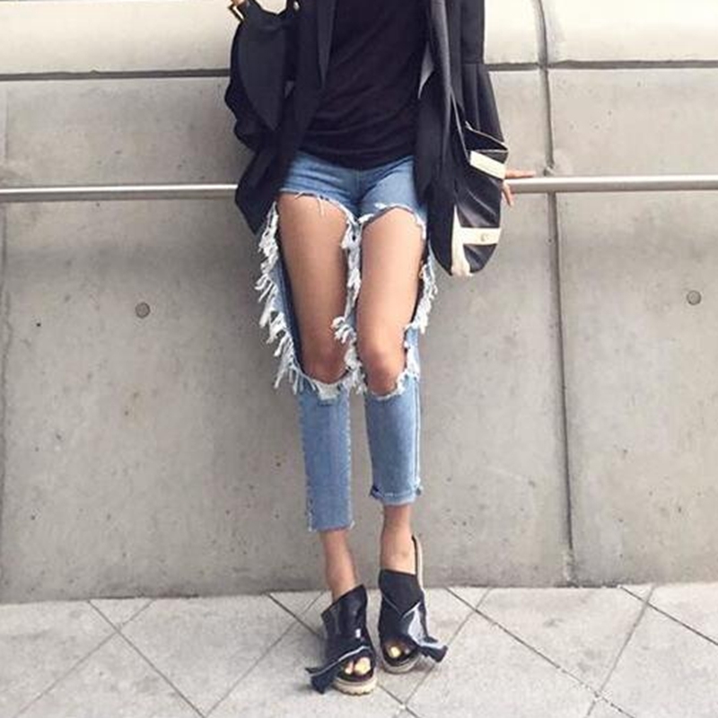 WITHZZ Ripped Jeans Ins Recommended Women's Loose Thin Jeans Women Pants Breeches Overalls Vintage Female Torn Trousers 201109