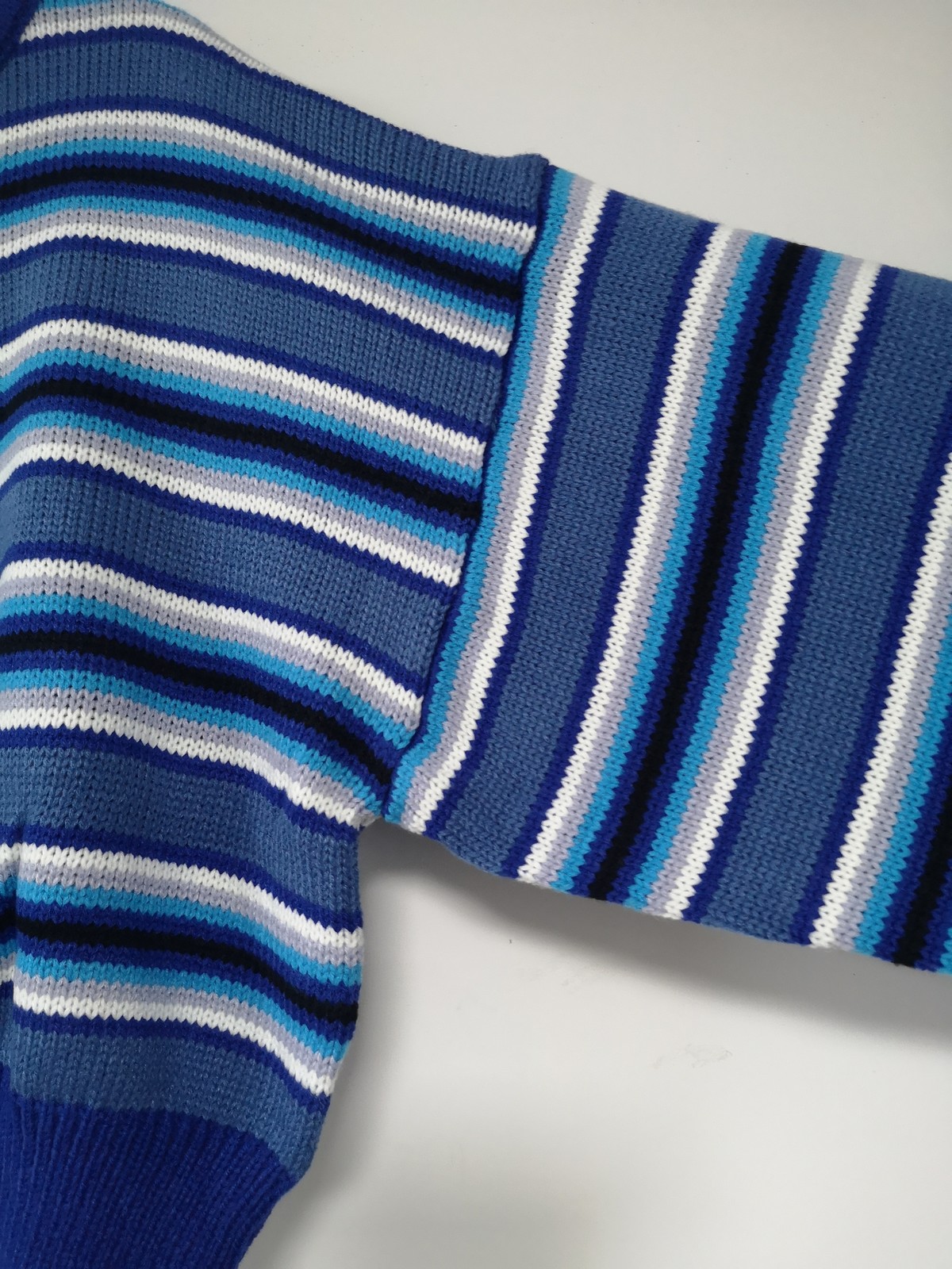 Clarissa Sweater Blue White Striped Oversized Jumper Embroidered Mock Neck Cropped Pullovers Harajuku Women's Sweaters / 201223