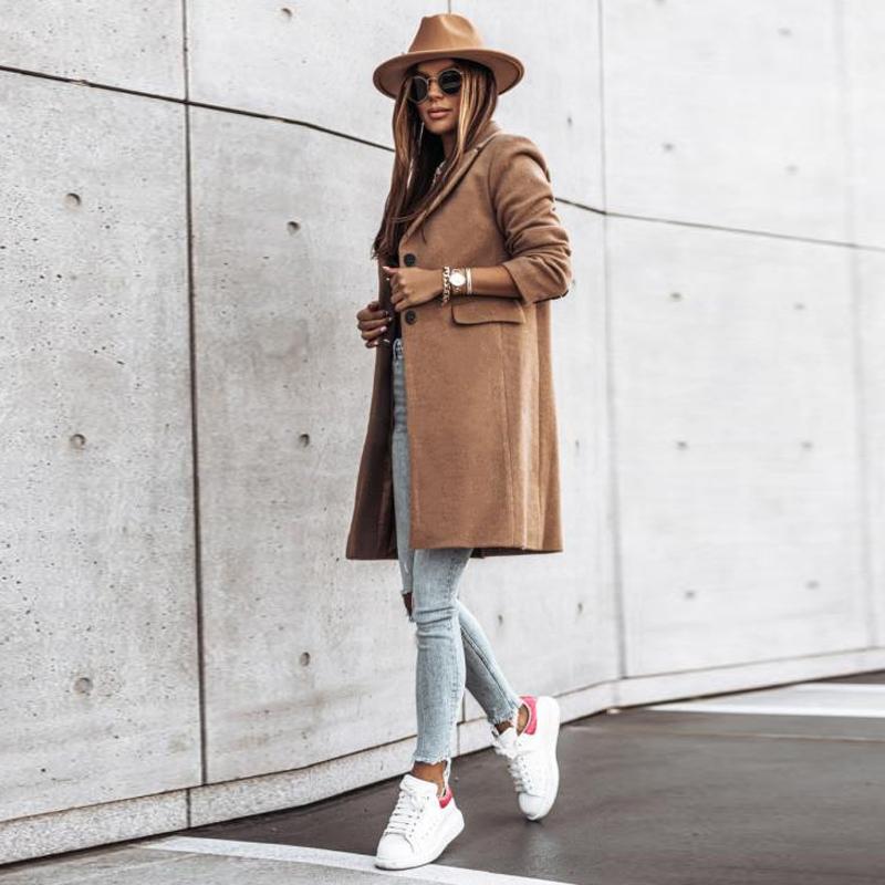 Women' Wool & Blends 2021 Elegant Fashion Women Long Coat Single-breasted Design Sleeve Solid Color Turn-down Collar Warm Cardigan Top, Beige
Women' Wool & Blends 2021 Elegant Fashion Women Long Coat Single-breasted Design Sleeve Solid Color Turn-down Collar Warm Cardigan Top, Beige