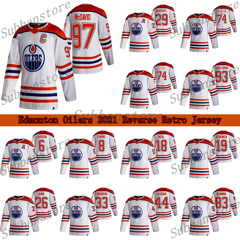 Edmonton Oilers 2021 Reverse Retro Jersey 97 Connor McDavid 29 Leon Draisaitl 74 Lnb 74 Ethan Bear Hockey Jerseys, White
Edmonton Oilers 2021 Reverse Retro Jersey 97 Connor McDavid 29 Leon Draisaitl 74 Lnb 74 Ethan Bear Hockey Jerseys, White