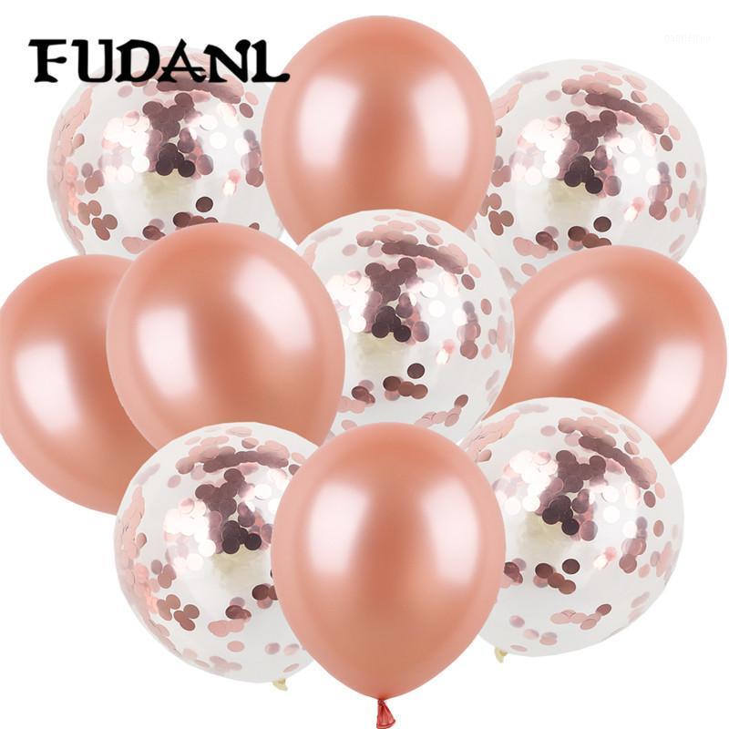 15pcs 12inch Rose Gold Confetti Balloons Transparent Latex Balloons For Wedding Party Decoration Birthday Ballon Party Supplies1