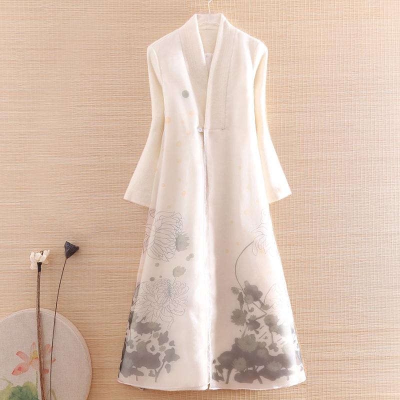 Autumn Winter Trench Coats Women Outerwear Vintage Elegant Floral Wool Patchwork Organza Ink Printing Lady Overcoat Female S-XXL
Autumn Winter Trench Coats Women Outerwear Vintage Elegant Floral Wool Patchwork Organza Ink Printing Lady Overcoat Female S-XXL