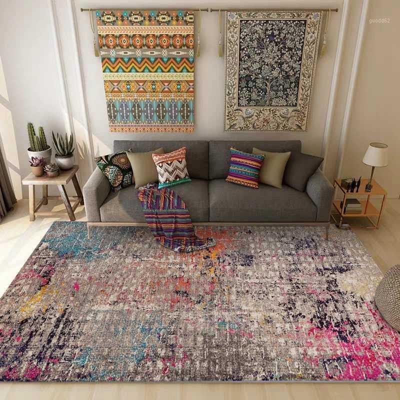 

Living Room Carpet and Rug Creative Retro Colorful Geometric Kids Bedroom Bedside Area Rugs Hallway Kitchen Non-Slip Floor Mat1, Carpet1