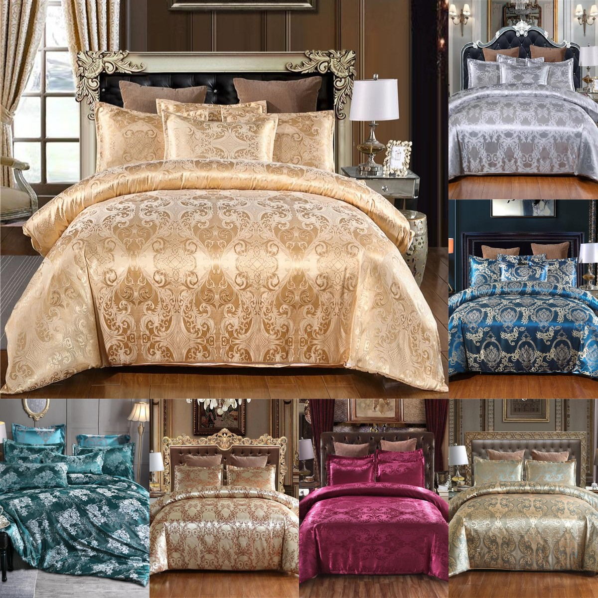 7 Colors Satin Jacquard 3 Pcs Sets New Arrival Bedding Set Classcial Pattern European Style Quilt Cover and Pillowcase Sets
7 Colors Satin Jacquard 3 Pcs Sets New Arrival Bedding Set Classcial Pattern European Style Quilt Cover and Pillowcase Sets