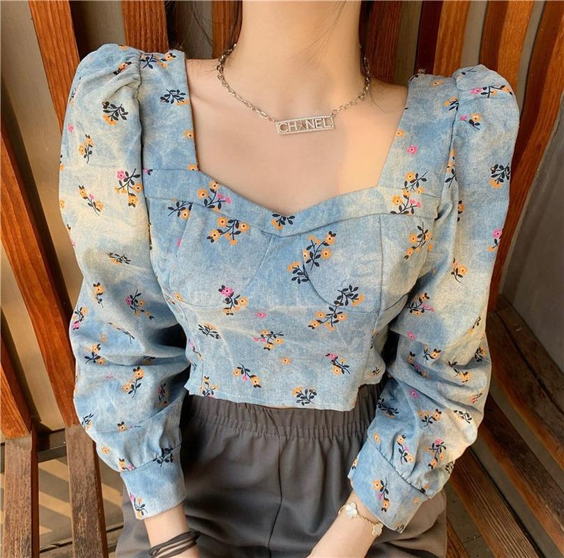 Women's Blouses & Shirts Blusas Mujer De Moda Slim Sexy Autumn Vintage Print Floral Square Neck Denim Shirt Women Crop Puff Long Sleeve Jean, White
Women's Blouses & Shirts Blusas Mujer De Moda Slim Sexy Autumn Vintage Print Floral Square Neck Denim Shirt Women Crop Puff Long Sleeve Jean, White