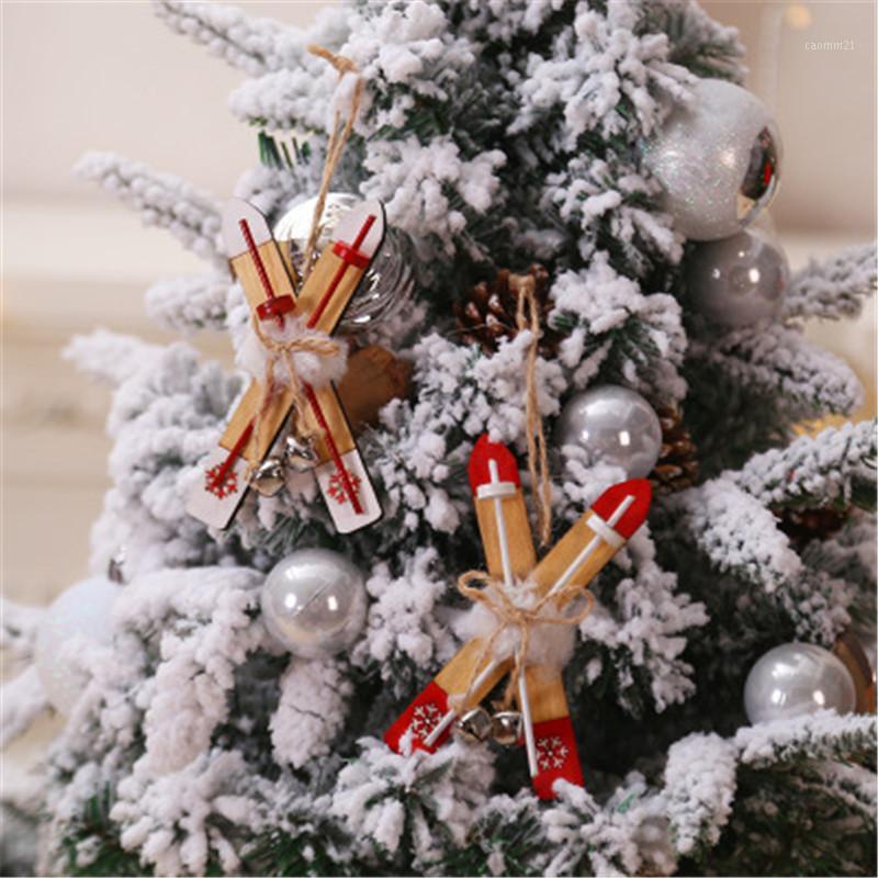 

Wooden Sled Merry Christmas Decorations for Home Wood Crafts Ski Jingle Bells Xmas Christmas Tree Ornaments Noel New Year 20211
