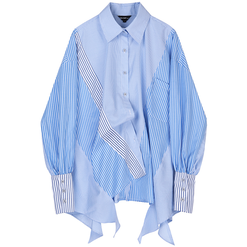 2021 New Model Plus Size Striped Female Chic Korean Shirt Spring Designer Fall Tops in Fashionable Boyfriend Sweaters MRO4, Blue
2021 New Model Plus Size Striped Female Chic Korean Shirt Spring Designer Fall Tops in Fashionable Boyfriend Sweaters MRO4, Blue