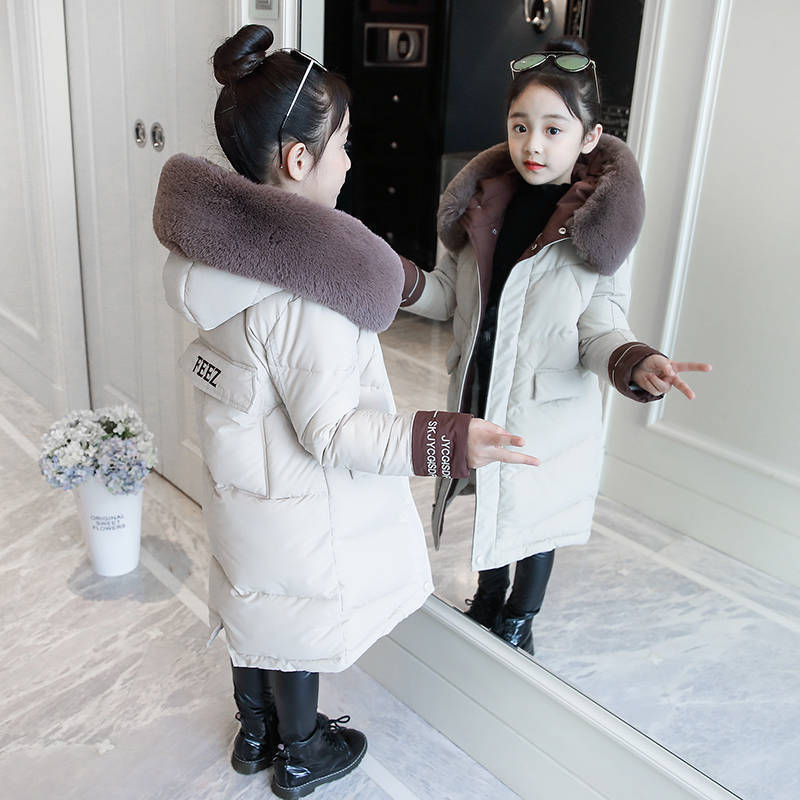 winter children's coat Girls Korean version the long section of cotton clothing LJ201128