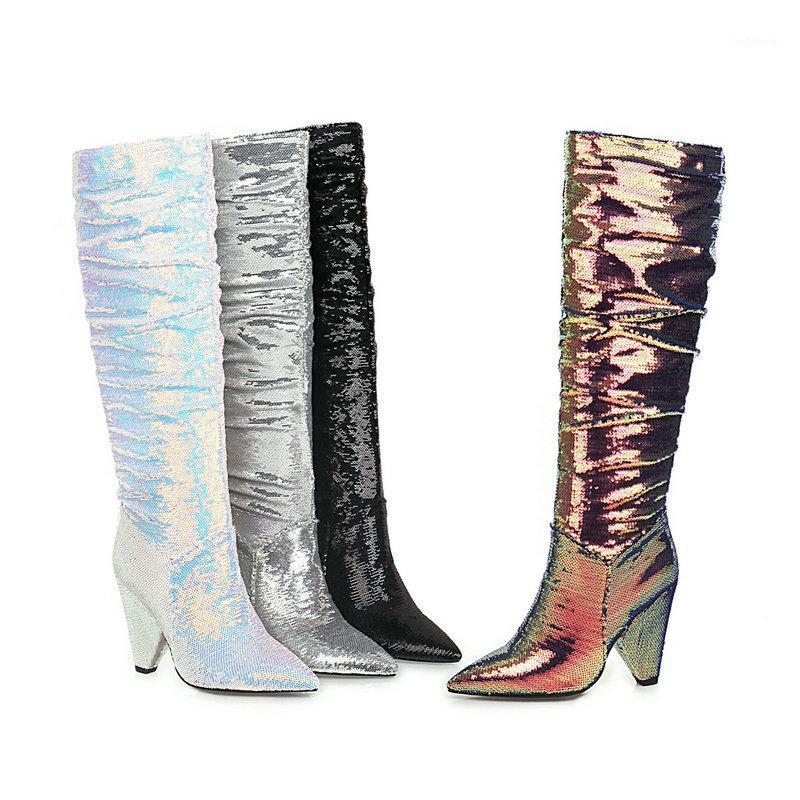Bling Women Knee High Boots high Heeled Pointed Toe Long Boots black gold silver blue Female Autumn wedding Shoes woman1
Bling Women Knee High Boots high Heeled Pointed Toe Long Boots black gold silver blue Female Autumn wedding Shoes woman1