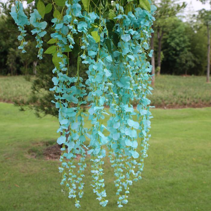 12Pcs/Lot 110cm Tiffany blue Wisteria pudding arch wedding decoration simulation rattan flowers silk flowers wall hanging basket1, Green
12Pcs/Lot 110cm Tiffany blue Wisteria pudding arch wedding decoration simulation rattan flowers silk flowers wall hanging basket1, Green