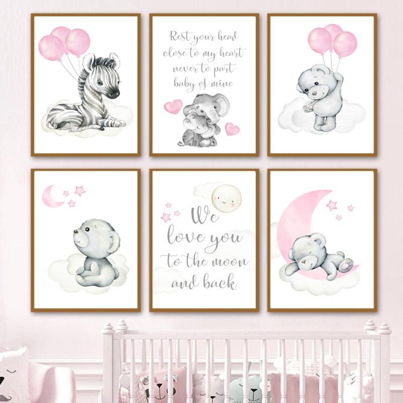 Paintings Baby Girl Room Decoration Pictures Elephant Zebra Teddy Bear Pink Nursery Cute Wall Art Canvas Painting Nordic Posters And Print
Paintings Baby Girl Room Decoration Pictures Elephant Zebra Teddy Bear Pink Nursery Cute Wall Art Canvas Painting Nordic Posters And Print