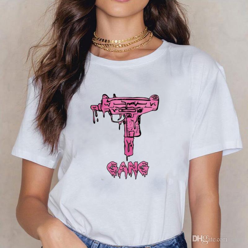 Fashion Harajuku style print T-shirt female models pink UZI pattern printing T-shirt short-sleeved shirt XL female T-shirt WC32, Random color
Fashion Harajuku style print T-shirt female models pink UZI pattern printing T-shirt short-sleeved shirt XL female T-shirt WC32, Random color