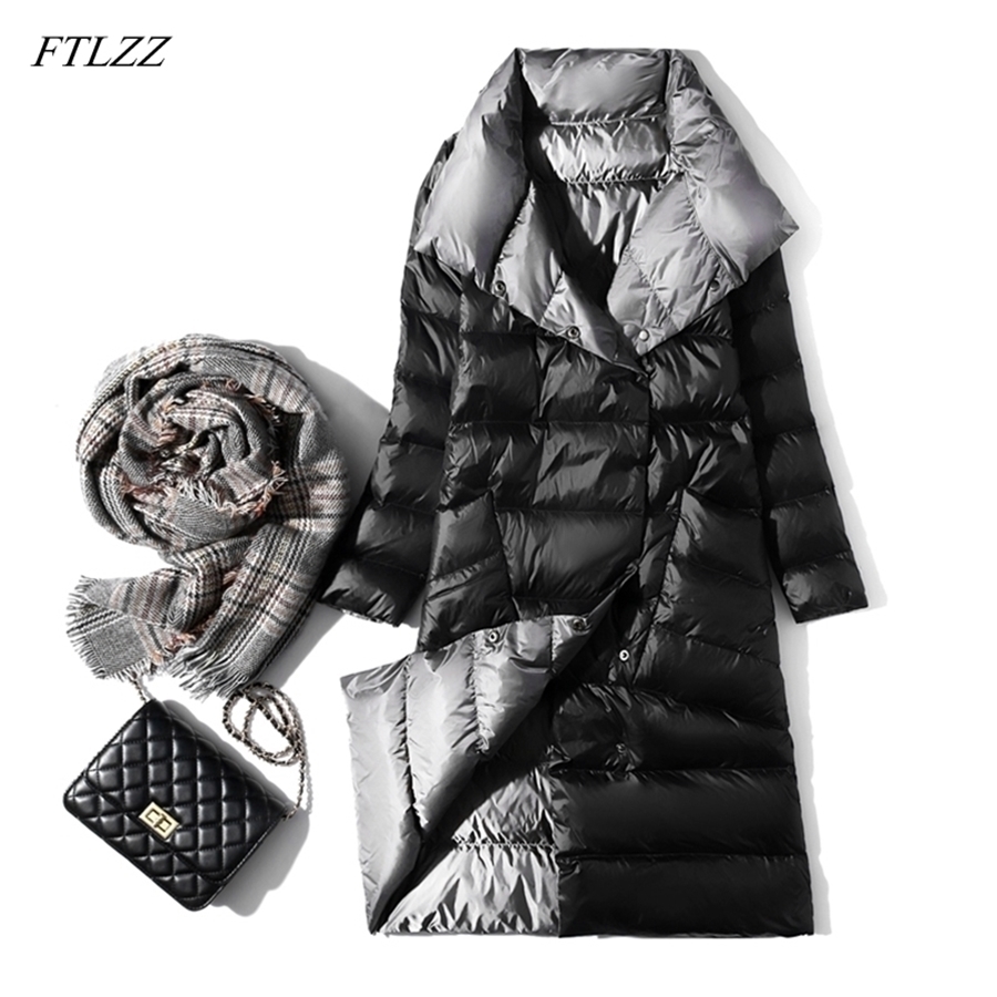 FTLZZ Ultra Light Long Jacket Women Winter Double Sided Slim White Duck Down Coat Single Breasted Turtleneck Warm Parkas 200923, Navy blue
FTLZZ Ultra Light Long Jacket Women Winter Double Sided Slim White Duck Down Coat Single Breasted Turtleneck Warm Parkas 200923, Navy blue