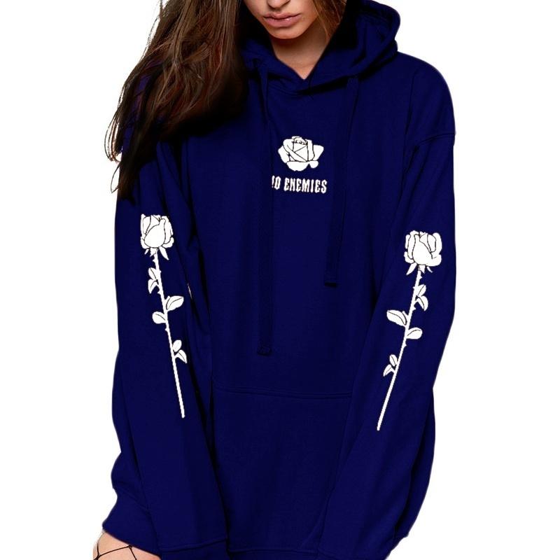 Women's Hoodies & Sweatshirts 2021 Womens Orange Sweatshirt Rose Hoodie Plus Size Kangaroo Pocket Oversized Thick