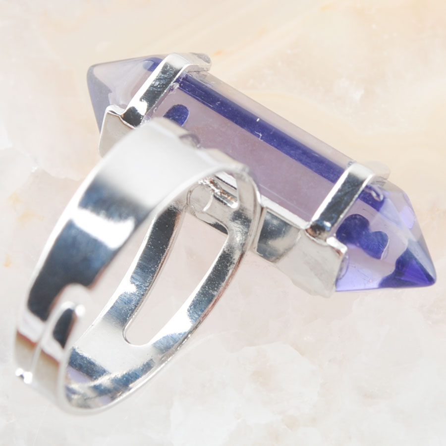 WOJIAER Natural Dark Blue Green Quartz Rings Gem Stones Healing Reiki Chakra Beads Ring 20mm (0.8") Adjustable DBX304