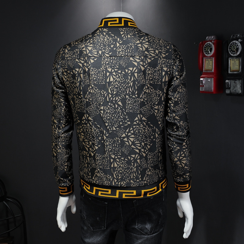 MENNE 2020 New men jacket Golden print Pattern baseball jacket men zipper coat T200502
