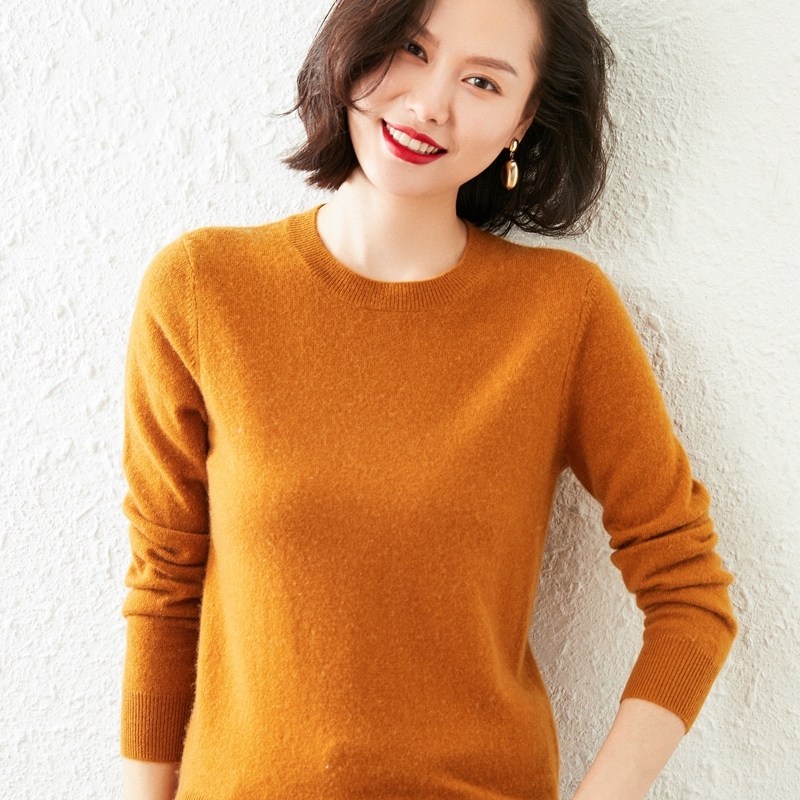 Women Sweater O-neck 100% Pure Goat Cashmere Knitting Pullovers Female Winter Soft Warm Jumpers Long Sleeve Cloth 201221
