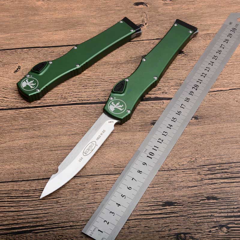 Aluminum green Handle 9CR18MOV blade MICRO Camping Hiking Hunting Fruit Kitchen Outdoor tools Tactical Automatic Combat knife
Aluminum green Handle 9CR18MOV blade MICRO Camping Hiking Hunting Fruit Kitchen Outdoor tools Tactical Automatic Combat knife