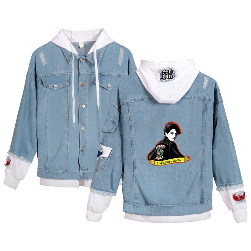 Harajuku style Riverdale stitching popular denim autumn and winter hooded jacket men and women casual fashion denim jacket, As picture
Harajuku style Riverdale stitching popular denim autumn and winter hooded jacket men and women casual fashion denim jacket, As picture