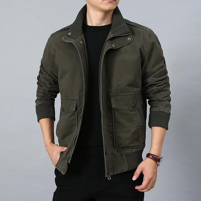 Men's Jacket Trendy Casual Cotton Zipper Blouse | Stand Collar Long Sleeve Autumn Top B4