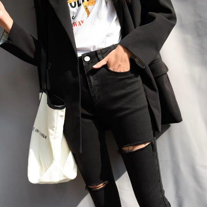 Black hole jeans women's spring 2020 new high waist elastic pants female student's Capris, 03-full lenght
Black hole jeans women's spring 2020 new high waist elastic pants female student's Capris, 03-full lenght