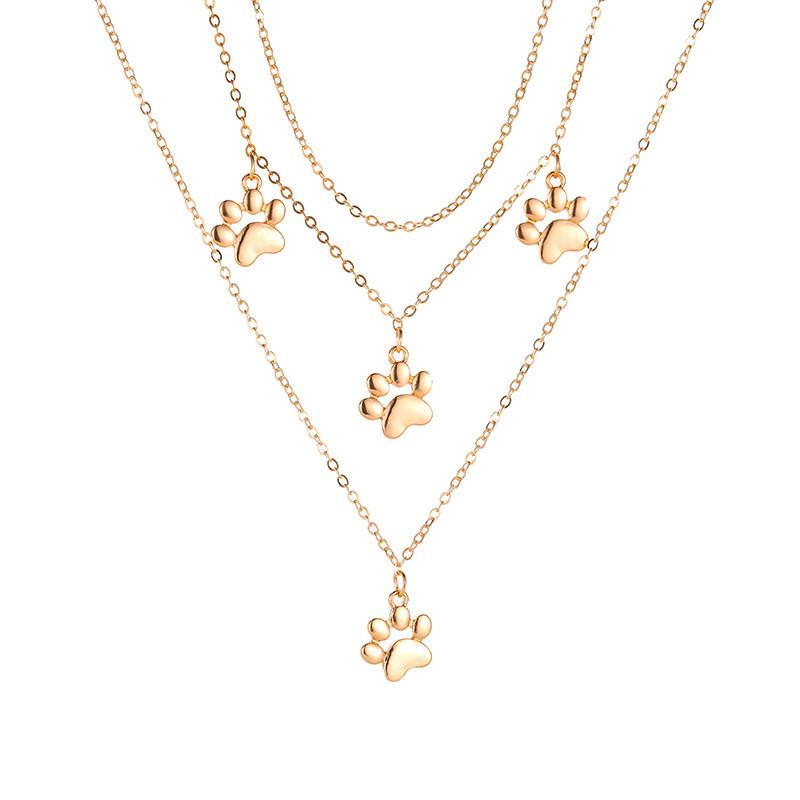 European Three Layers Animal Footprint Pendant Necklaces Alloy Gold Paw Print Clavicle Chain For Women Dress Necklace Jewelry, Silver
European Three Layers Animal Footprint Pendant Necklaces Alloy Gold Paw Print Clavicle Chain For Women Dress Necklace Jewelry, Silver