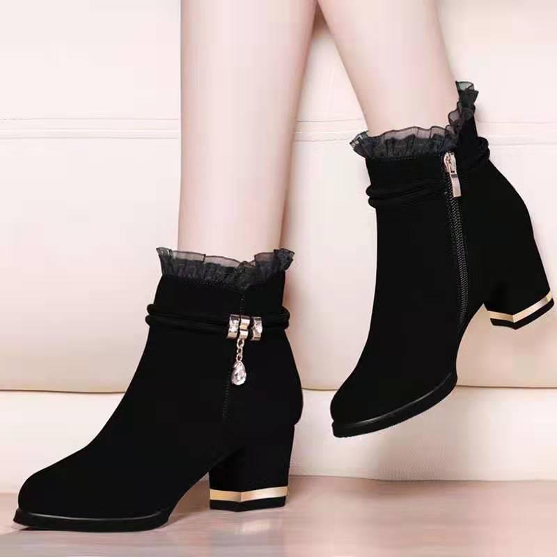 Autumn and Winter Suede Women Ankle Boots Thick Heel Sexy Women's Boots Lace All-match Side Zipper High Heels Women Nude1, Black
Autumn and Winter Suede Women Ankle Boots Thick Heel Sexy Women's Boots Lace All-match Side Zipper High Heels Women Nude1, Black