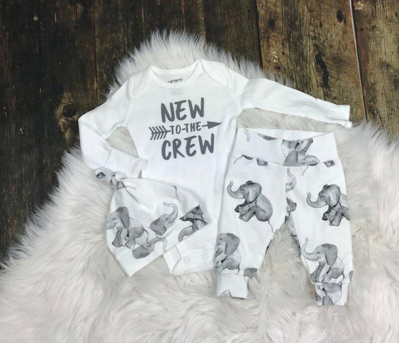 Newborn Baby Girl Boy Tops Romper Elephant Pants Hat Outfits Clothes Tracksuit, White
Newborn Baby Girl Boy Tops Romper Elephant Pants Hat Outfits Clothes Tracksuit, White