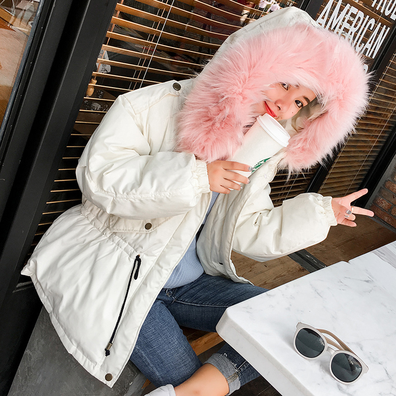 Fitaylor Hooded Big Fur Black Cotton Parka Mujer 2019 Casual Loose Winter Jacket Women Thick Warm Coat Female Padded Overcoats T200114